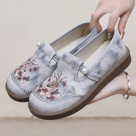 Damen Elegante und bequeme Hausschuhe mit floralem Stickdesign EB