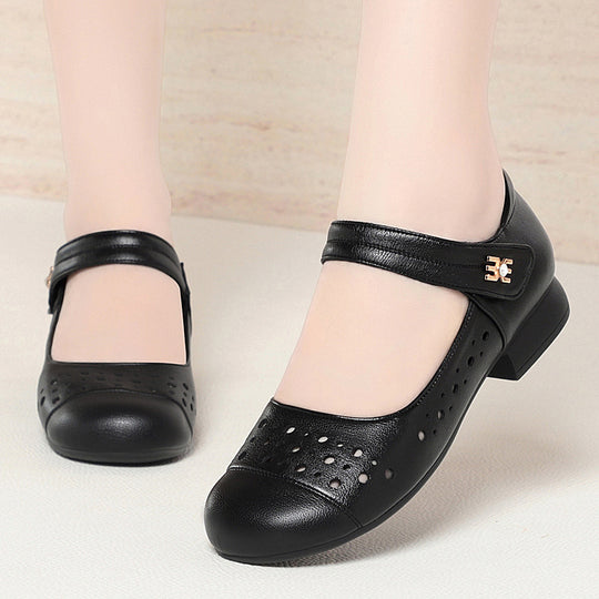 Damen Mary Jane Flatschuhe mit durchbrochenem Design und bequemem Riemen EB