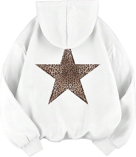 Damen lässiger Kapuzenpullover mit leopardem Muster auf Stern EB