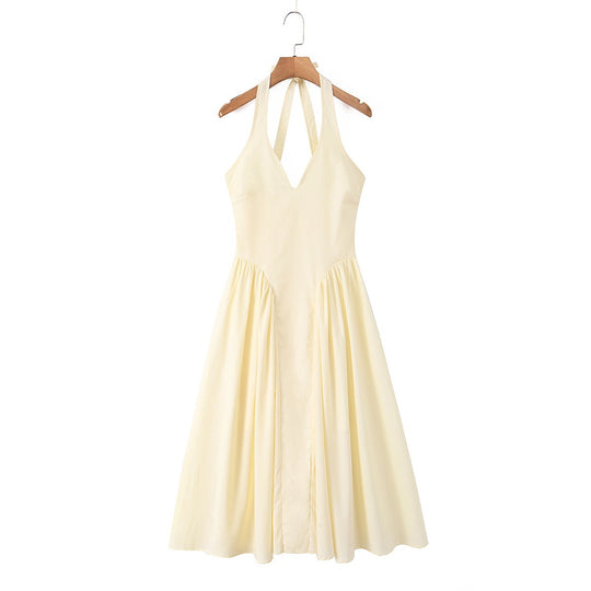 Damen Maxi-Kleid mit elegantem V-Ausschnitt und raffinierten Falten EB
