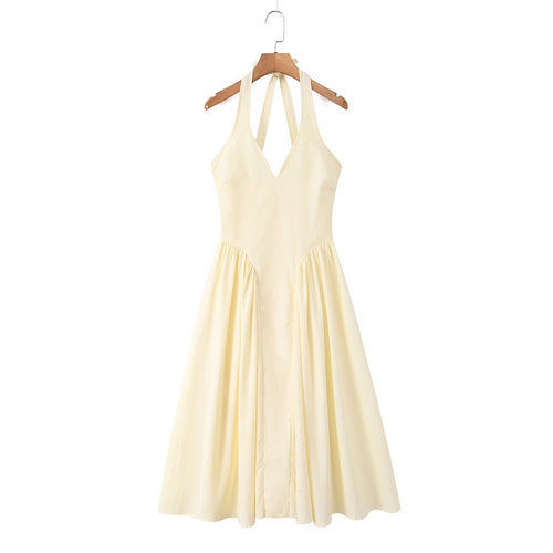 Damen Maxi-Kleid mit elegantem V-Ausschnitt und raffinierten Falten EB