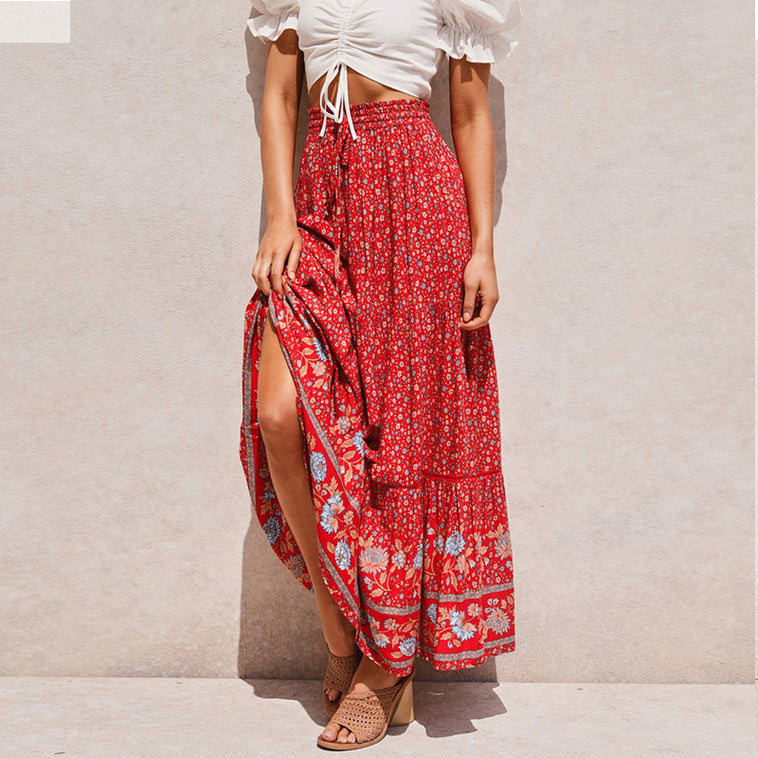 Damen Maxi-Rock aus floraler Baumwolle EB