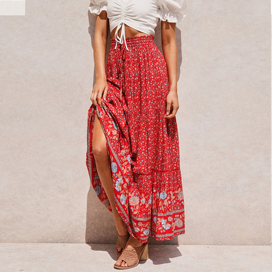 Damen Maxi-Rock aus floraler Baumwolle EB