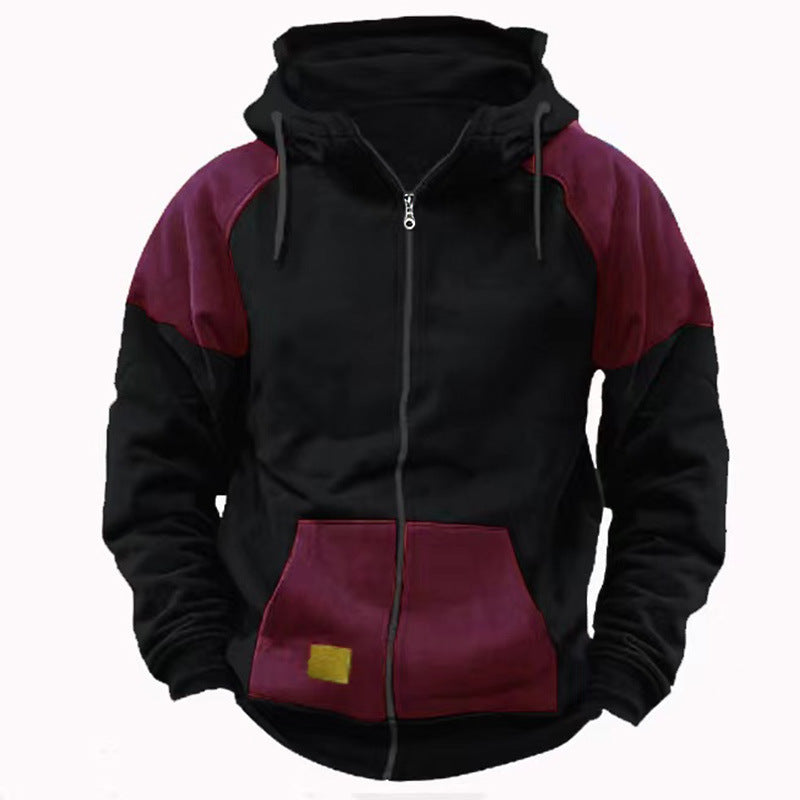 Herren sportliche Kapuzenjacke mit modischen Kontrastdetails EB