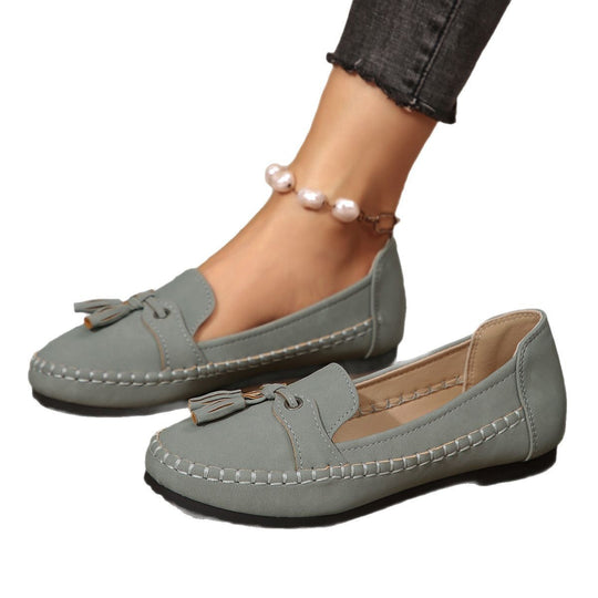 Damen  klassische Mokassin-Slipper mit Quasten und weichem Komfortfußbett EB