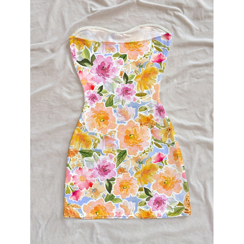 Damen Sommerliches Maxikleid mit floralem Motiv und figurbetonter Silhouette EB