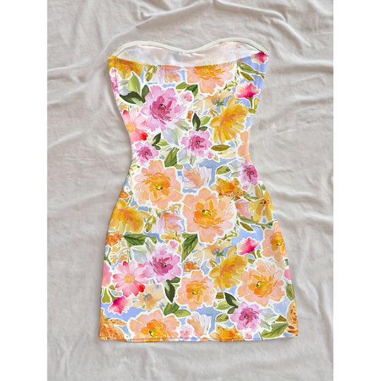 Damen Sommerliches Maxikleid mit floralem Motiv und figurbetonter Silhouette EB