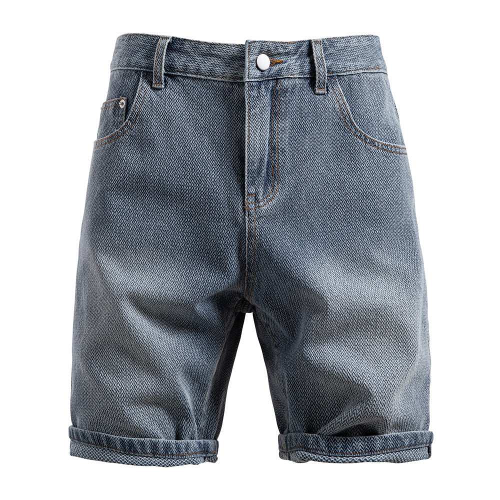 Herren nan Jeansshorts mit Umschlag, mittelhoher Bund und klassischer Taschenaufteilung EB