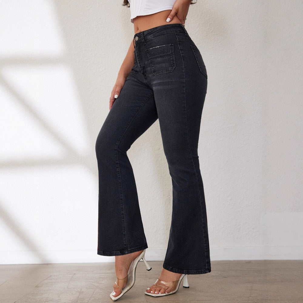Damen High-Waist Schlagjeans EB