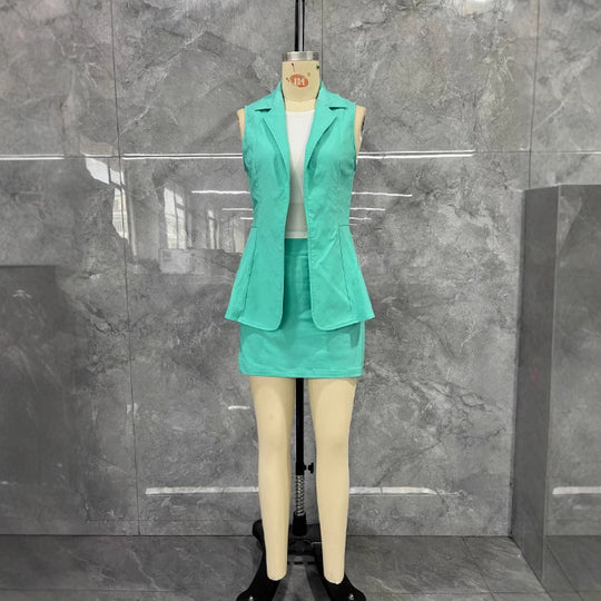 Damen Zweiteiliges Blazer- und Rock-Set mit modernem Schnitt EB