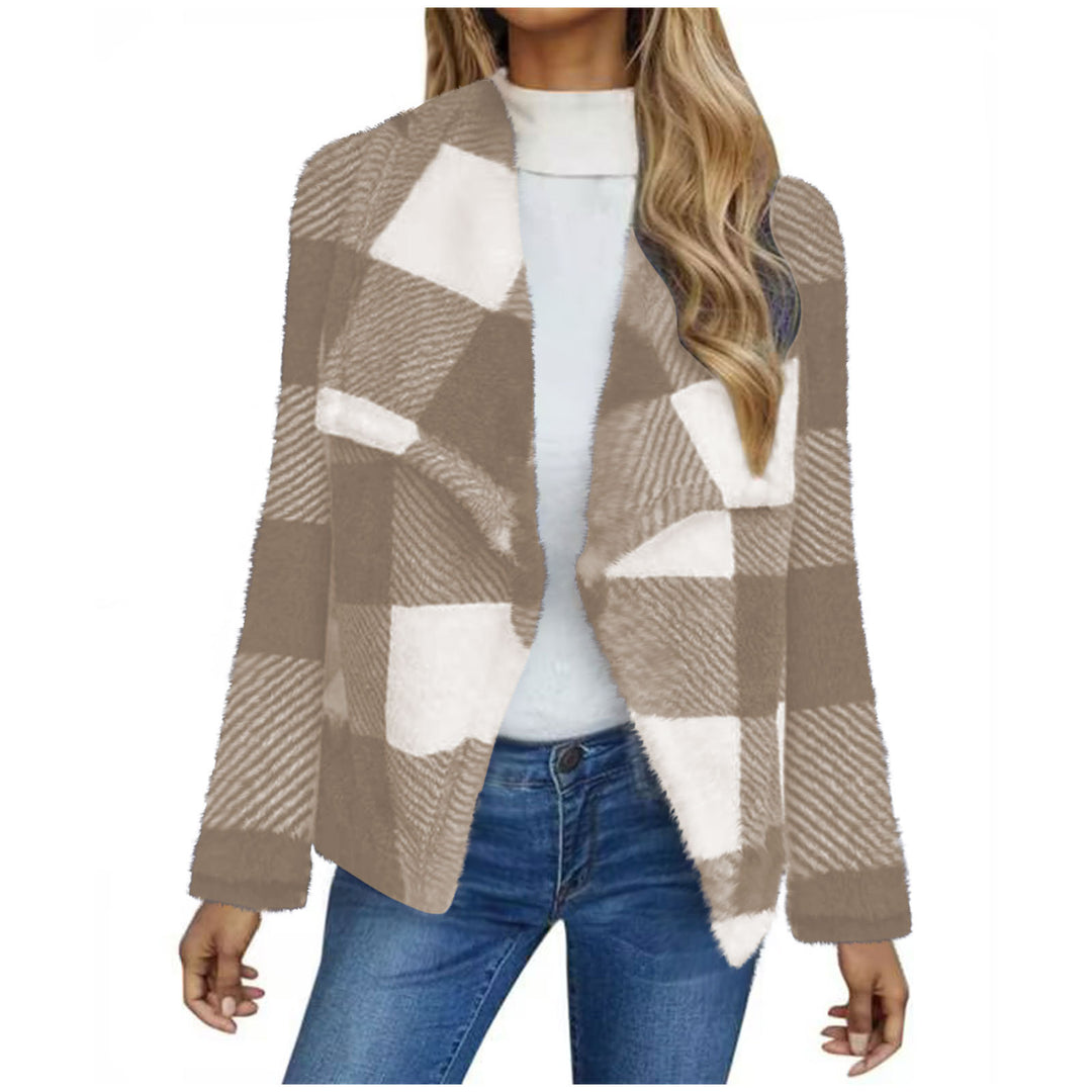Damen Kuschelige Jacke im karierter Design EB