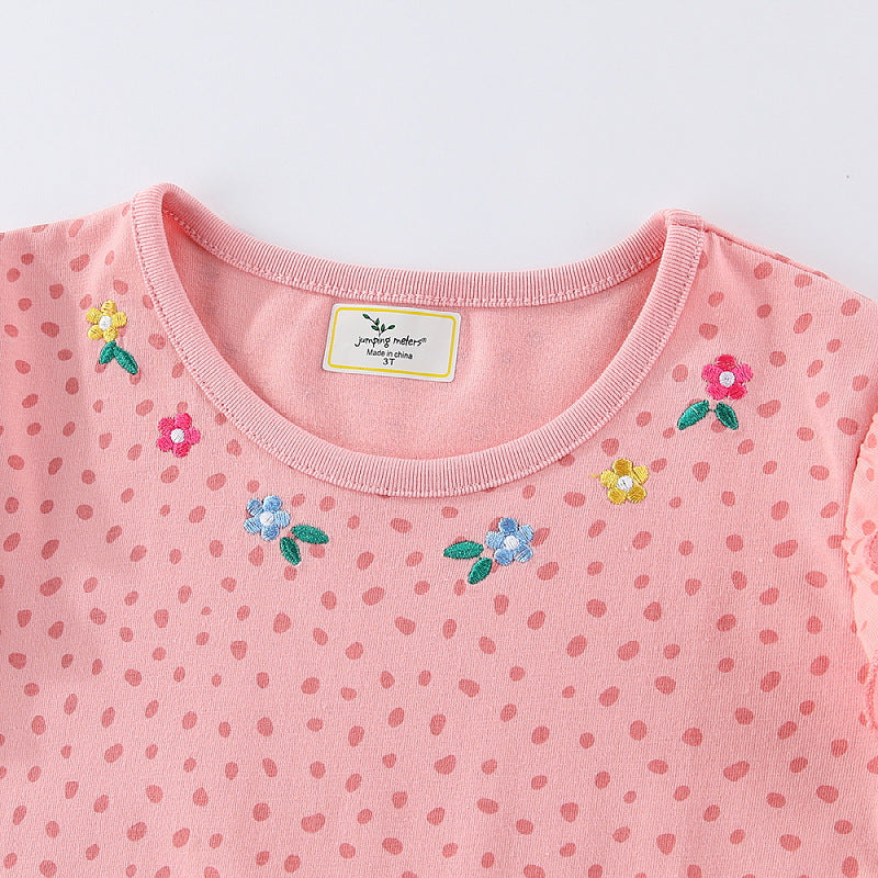 Mädchen Langarmkleid mit niedlichen Hasen- und Blumenapplikationen EB