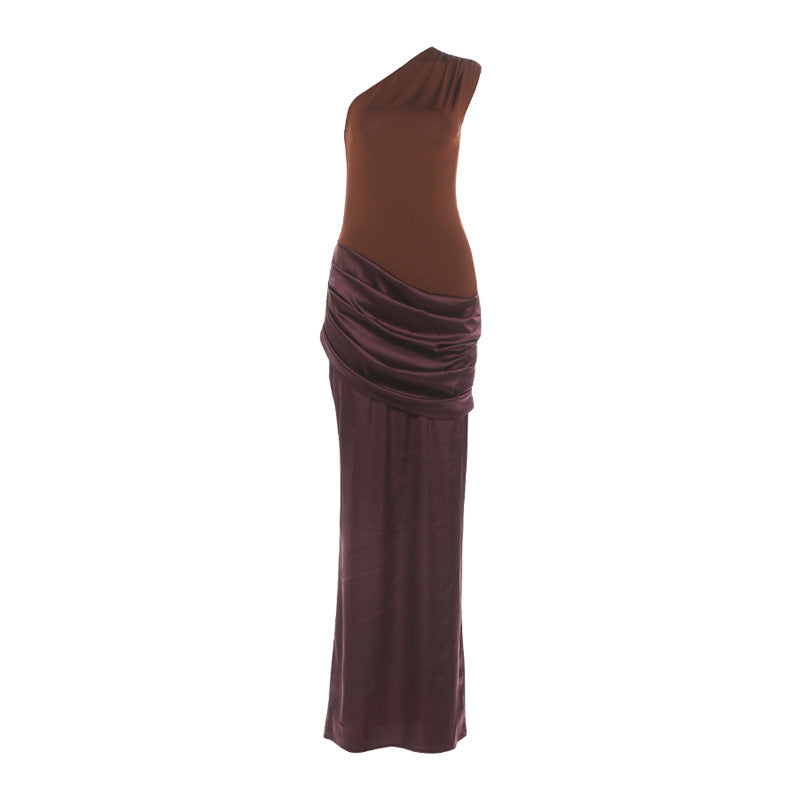 Damen Elegantes Maxikleid mit asymmetrischem Schnitt und raffinierten Drapierungen EB
