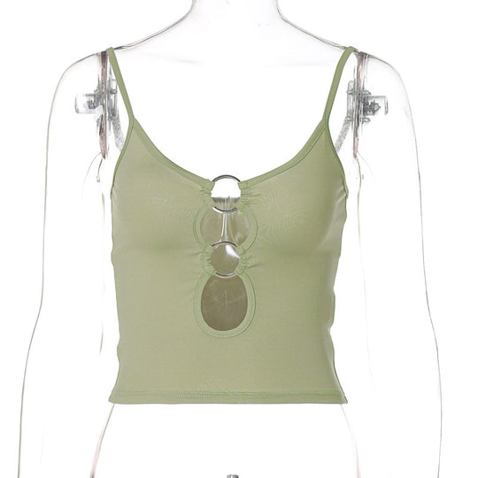 Damen Crop-Top mit dekorativen Cut-Outs EB