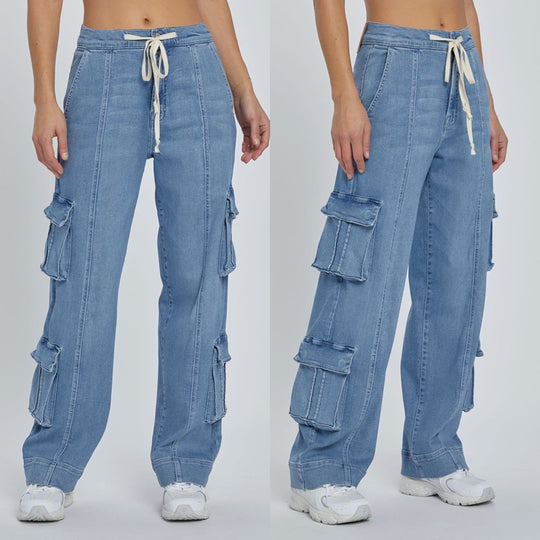 Damen Cargo-Jeans mit lockerer Passform und praktischen Seitentaschen EB