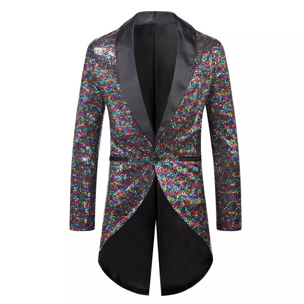 Herren Glitzernder Anzugblazer mit elegantem Schalkragen EB