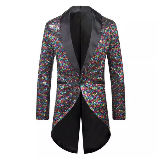 Herren Glitzernder Anzugblazer mit elegantem Schalkragen EB