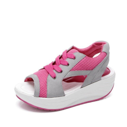 Damen sportlich gestaltete Sneaker-Sandalen mit offener Zehenpartie und atmungsaktiver Mesh-Oberfläche EB
