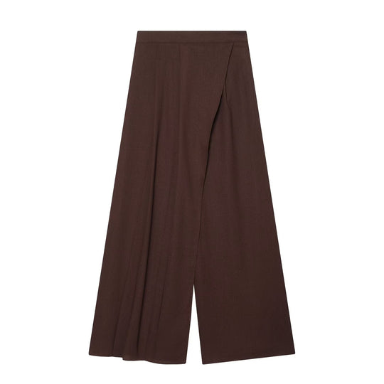 Damen elegante weite Hochbundhose mit asymmetrischem Schnitt EB