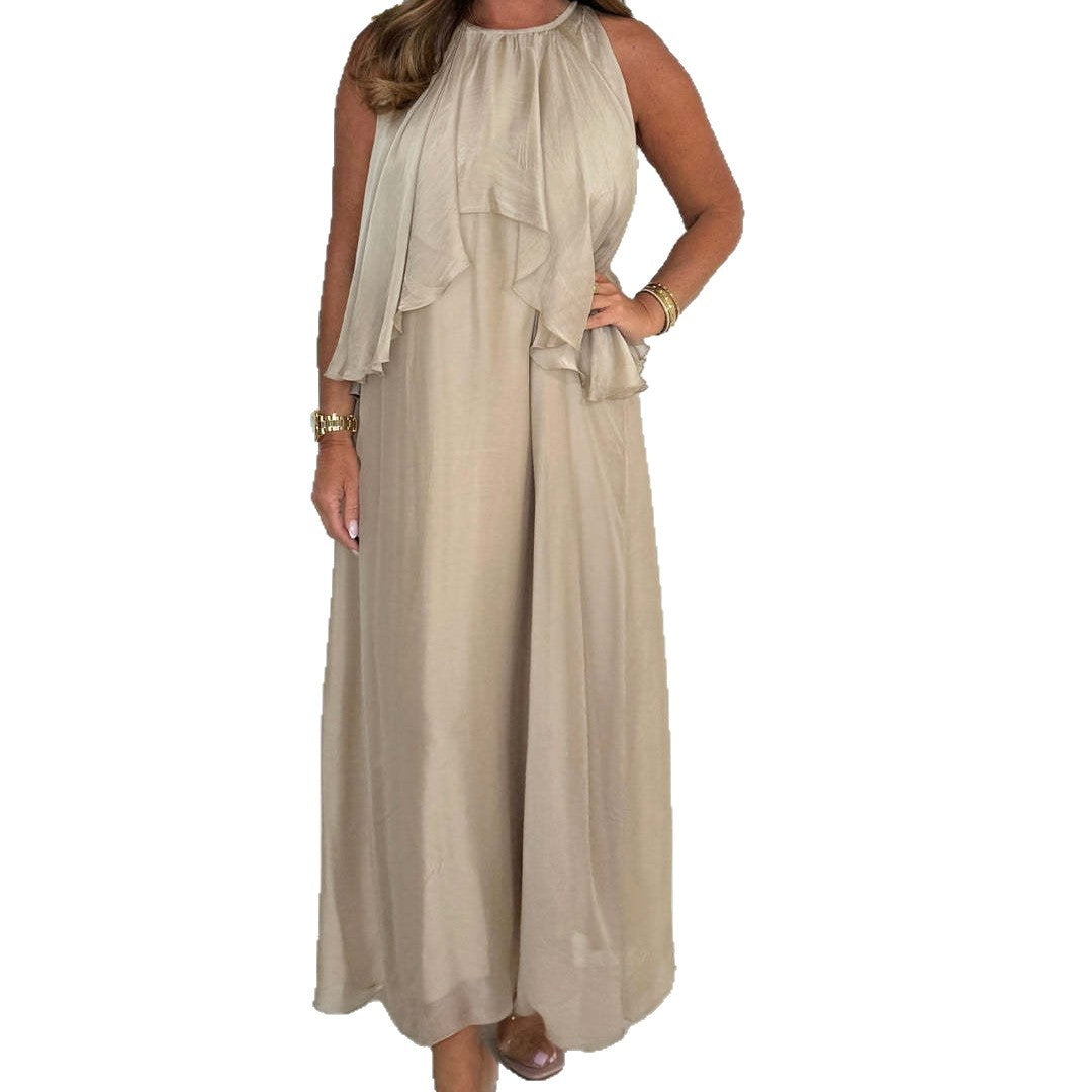 Damen Maxikleid mit fließendem Schnitt und eleganter Drapierung EB