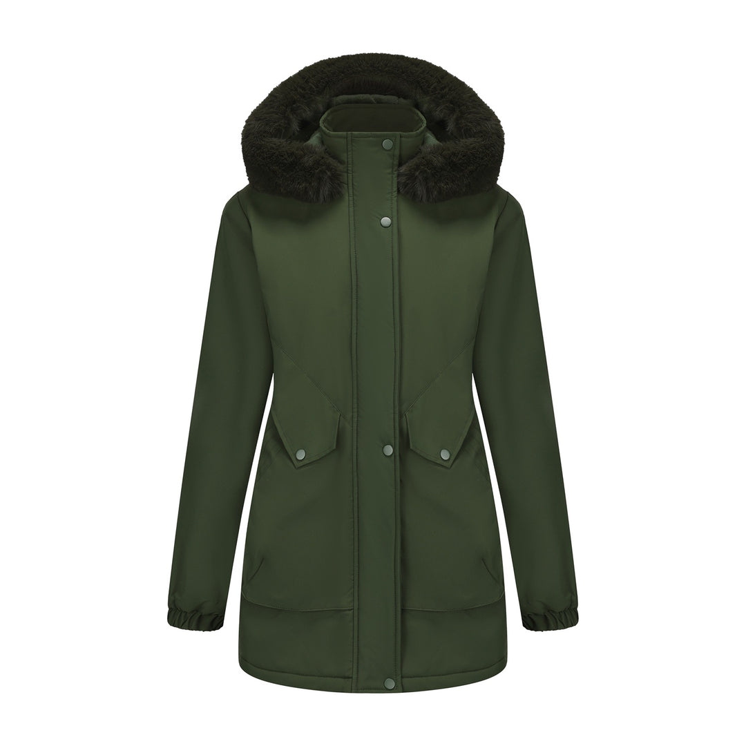 Damen wasserabweisende Parkajacke mit kuscheligem Kunstfellkragen EB