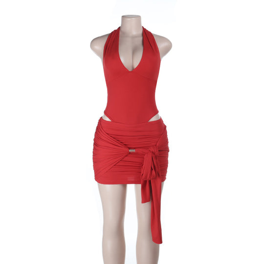 Damen stilvolles Wickelkleid mit Deep-V-Ausschnitt und Taillierungsdetails EB