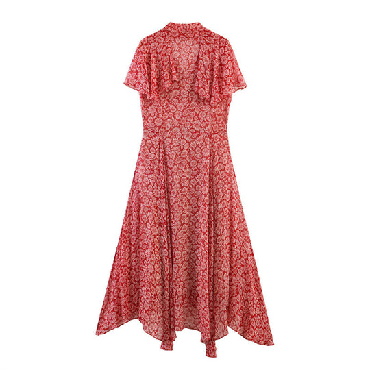 Damen Maxikleid mit verspieltem Blumenmuster und asymmetrischem Saum EB