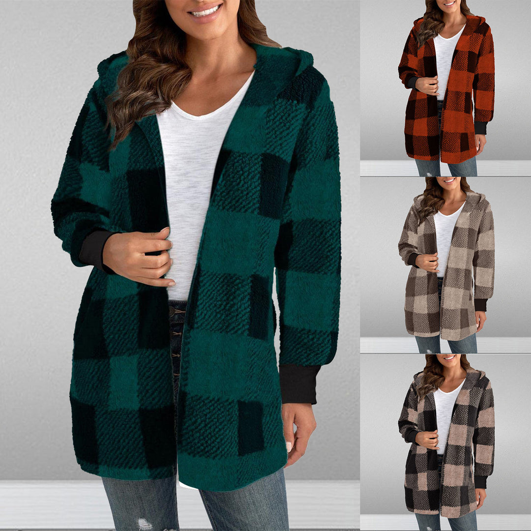 Damen Kuschelige Oversized Jacke mit Kapuze EB