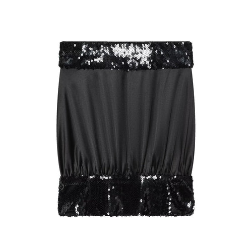 Damen Glitzernder Miniröcke mit elastischem Bund und glattem Satin EB