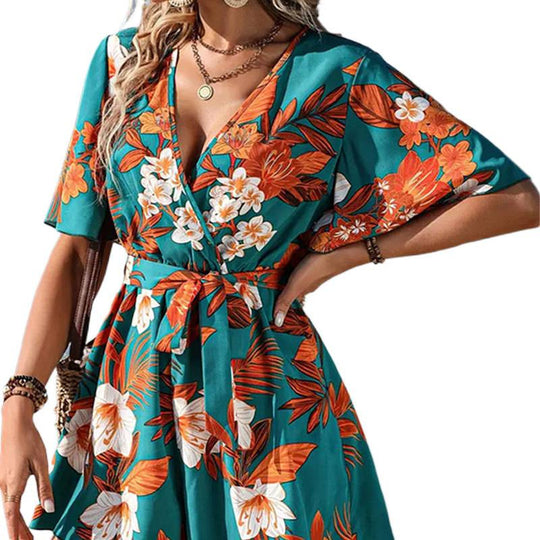 Damen Jumpsuit mit floralem Design und weiten Ärmeln EB