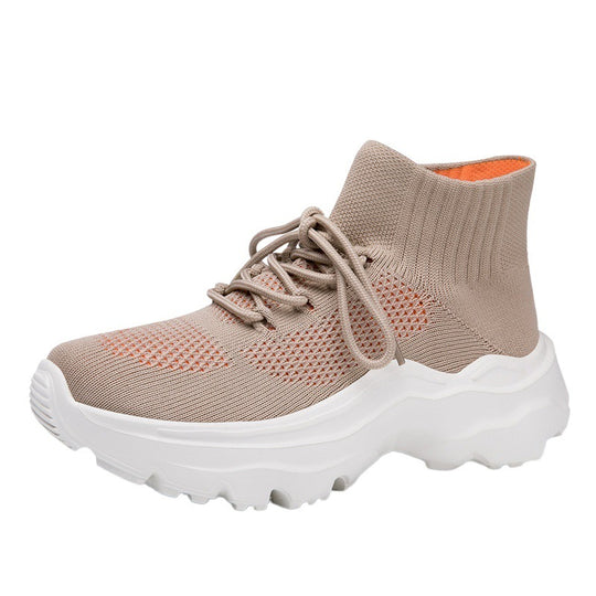 Damen Strick-Sneakers mit hohem Kragen und rutschfester Sohle EB