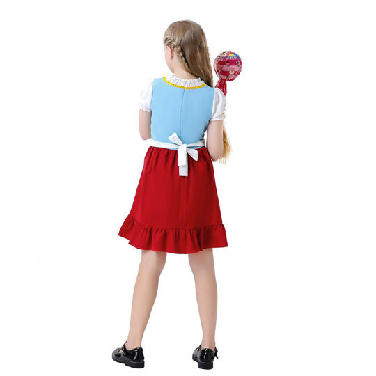 Damen nan traditionelles Dirndlkleid für Kinder mit Schürze und floraler Stickerei EB
