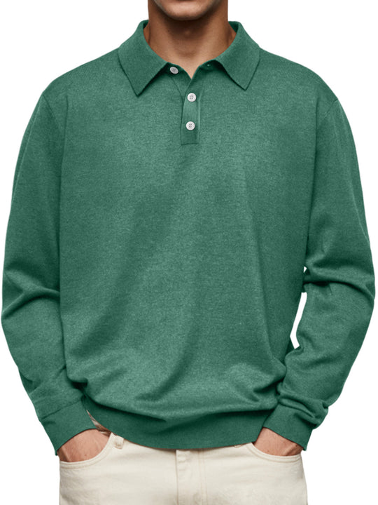 Herren Langarm-Polohemd aus weichem Baumwollmix EB