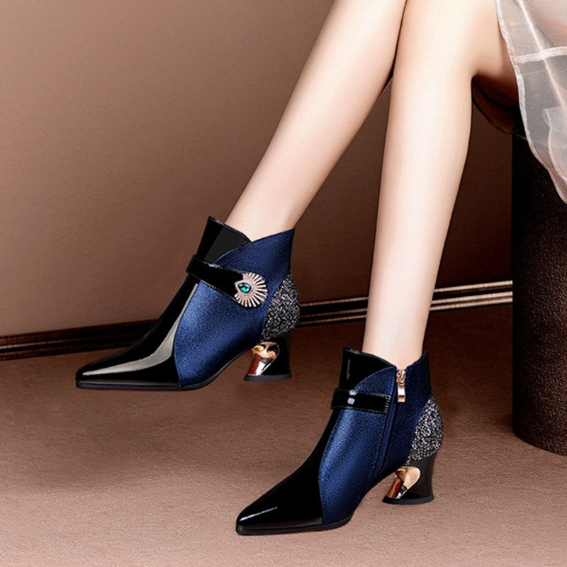 Damen modische Stiefeletten mit funkelndem Akzent EB