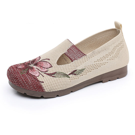 Damen Freizeitschuhe mit gesticktem Blumenmuster EB