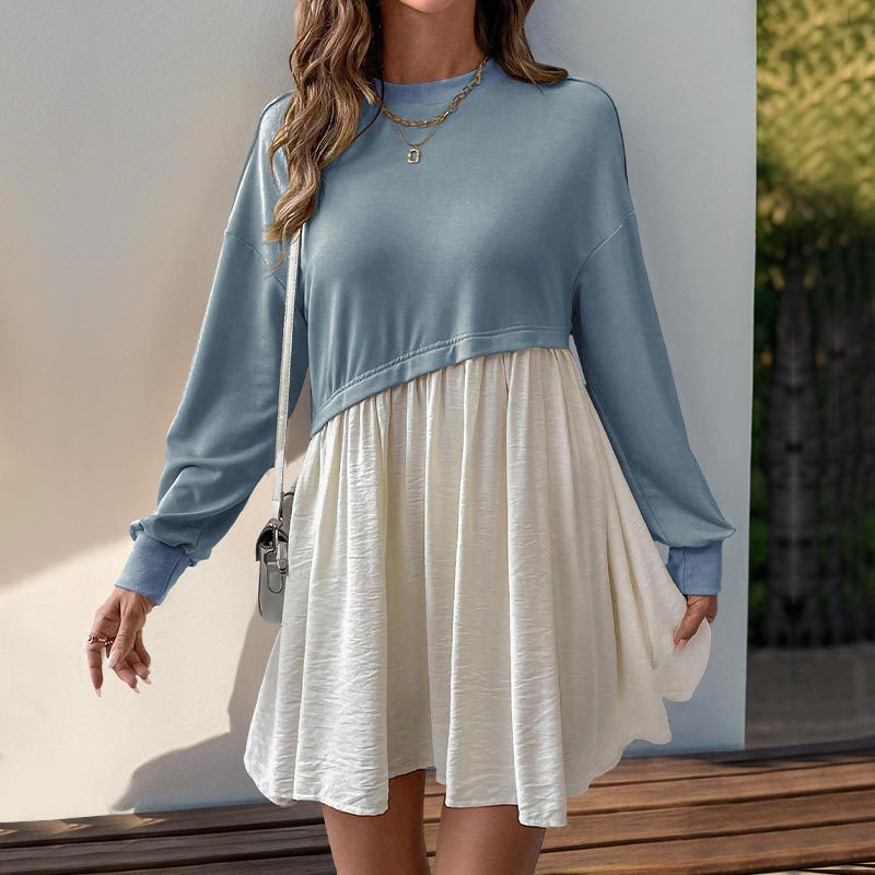 Damen Freizeitkleid mit lässigem Oberteil und fließendem Rock EB