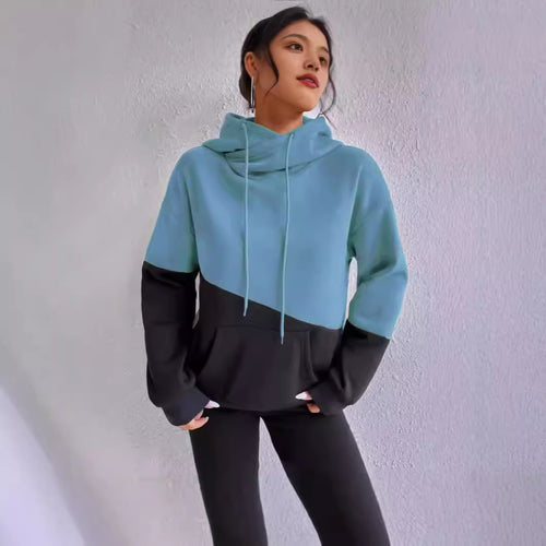 Damen lässiger Kapuzenpullover mit Farbblock-Design EB