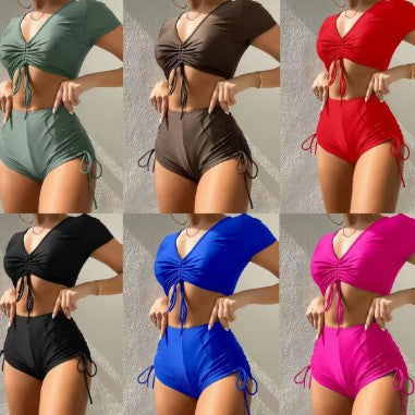 Damen Sportliches Bikiniset mit modischer Raffung EB
