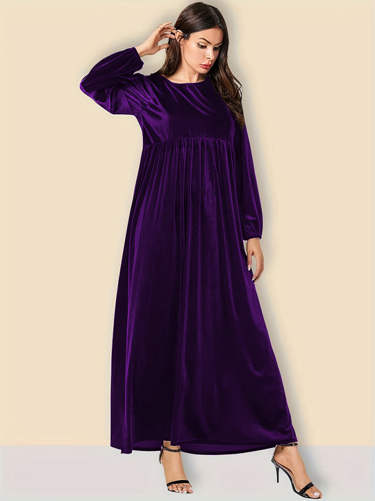 Damen Elegantes Maxikleid aus samtigem Stoff mit weitem Schnitt EB