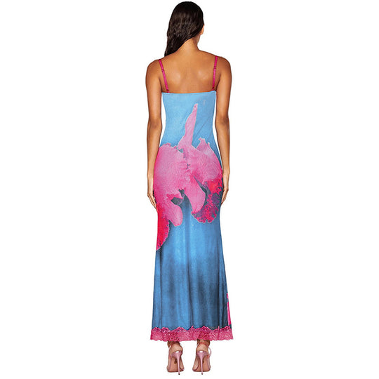 Damen Satin Nachthemd mit zarter Spitzendekoration EB