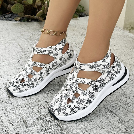 Damen Sportliche Freizeitschuhe mit floralem Design und rutschfester Sohle EB