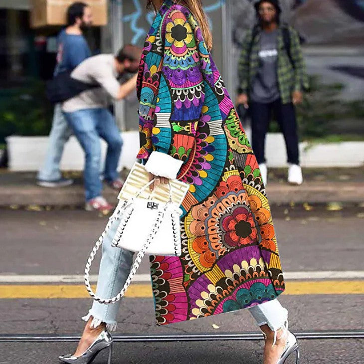 Damen Trendiger Kimono mit buntem Mandala-Muster EB