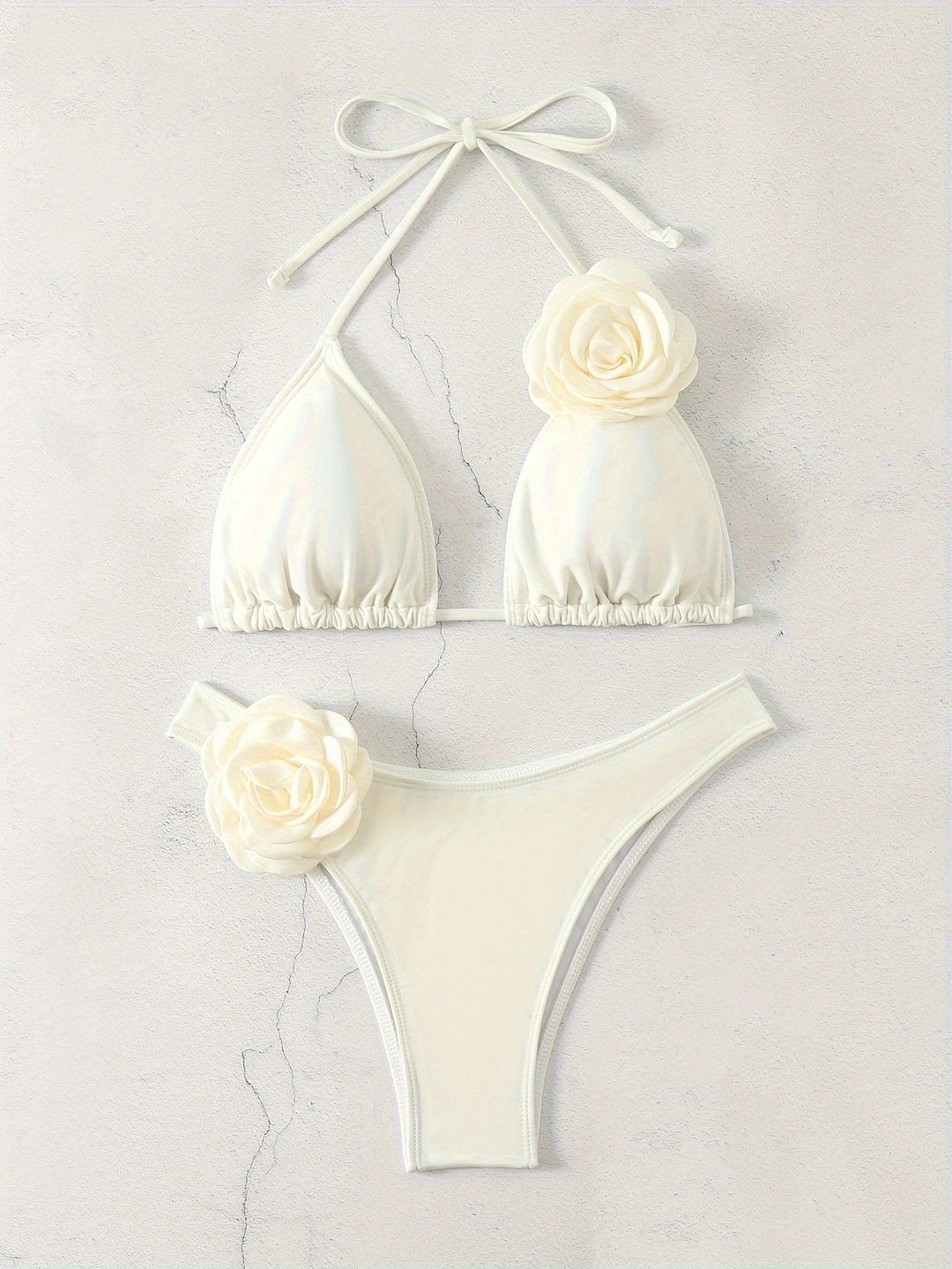 Damen Sexy Triangel-Bikini mit Blumendetails EB