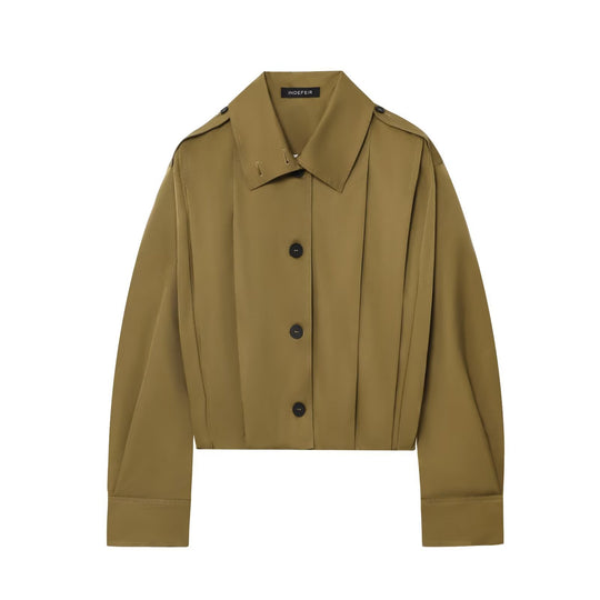 Damen modische cropped Jacke mit dekorativen Knopfdetails EB