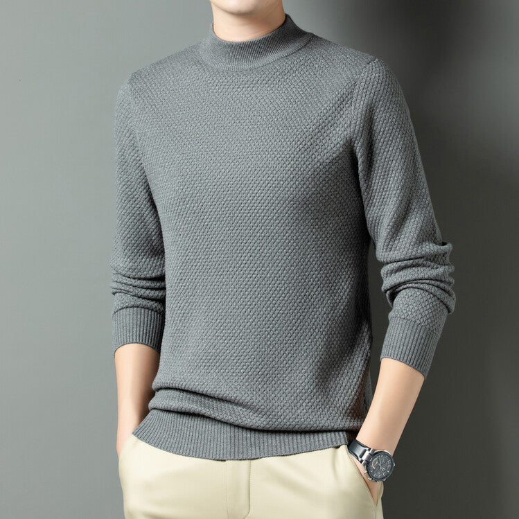 Herren Strukturierter Rollkragenpullover aus hochwertiger Baumwolle EB