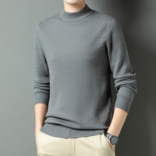 Herren Strukturierter Rollkragenpullover aus hochwertiger Baumwolle EB