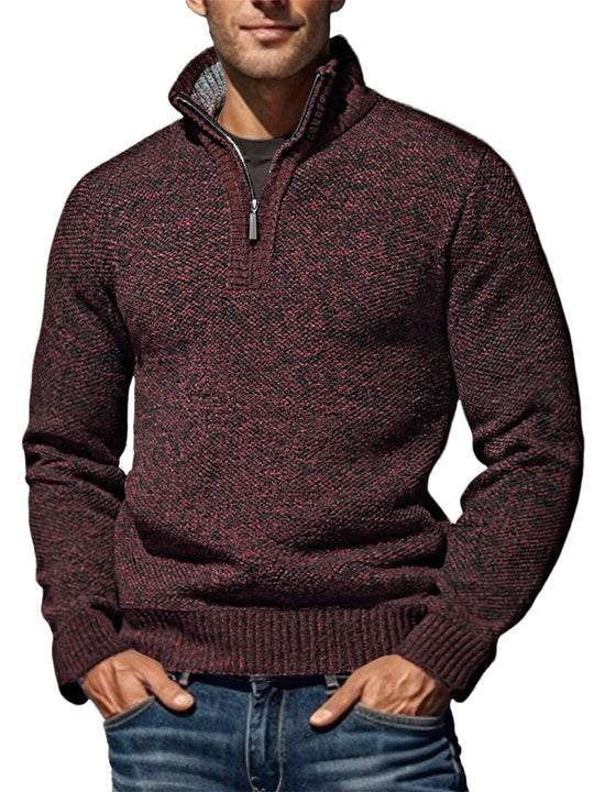 Herren nan strukturierter Halbzip-Troyer mit markantem Strickmuster und Stehkragen EB
