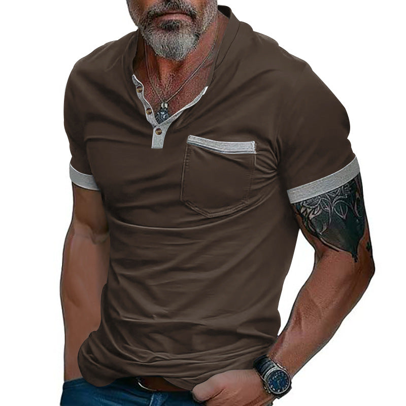 Herren Poloshirt mit modischem Kragen und Brusttasche EB