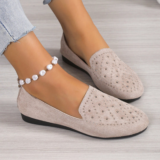 Flache Schuhe, verziert mit Strasssteinen EB