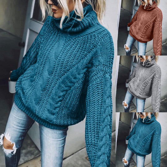 Damen Strickpullover mit hohem Kragen EB